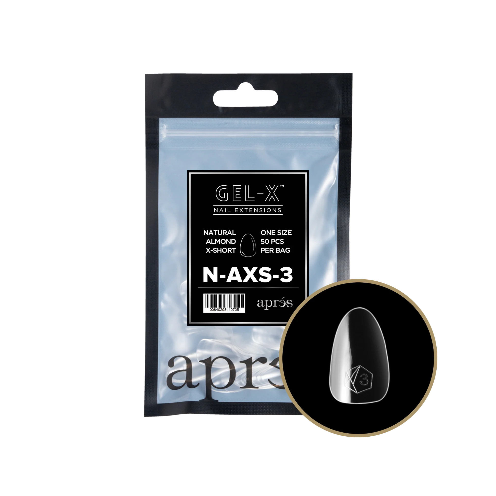 Aprés Gel-X Tips - Natural Almond Extra Short [Individual] [50pc] [NEW]