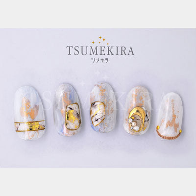 Tsumekira [noble] Marble White x Gold NO-MAR-102 [While Supplies Last]