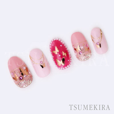 Tsumekira [sg] Butterfly Silhouette Pink Gold (For Gel) SG-BSA-104