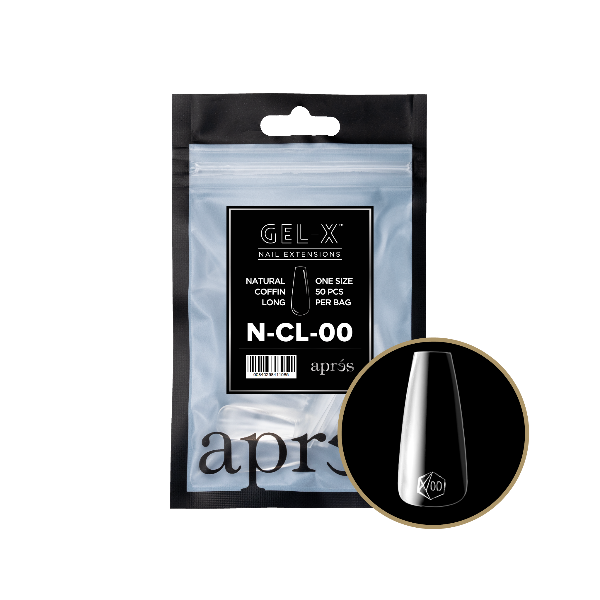 Aprés Gel-X Tips - Natural Coffin Long [Individual] [50pc] [NEW]