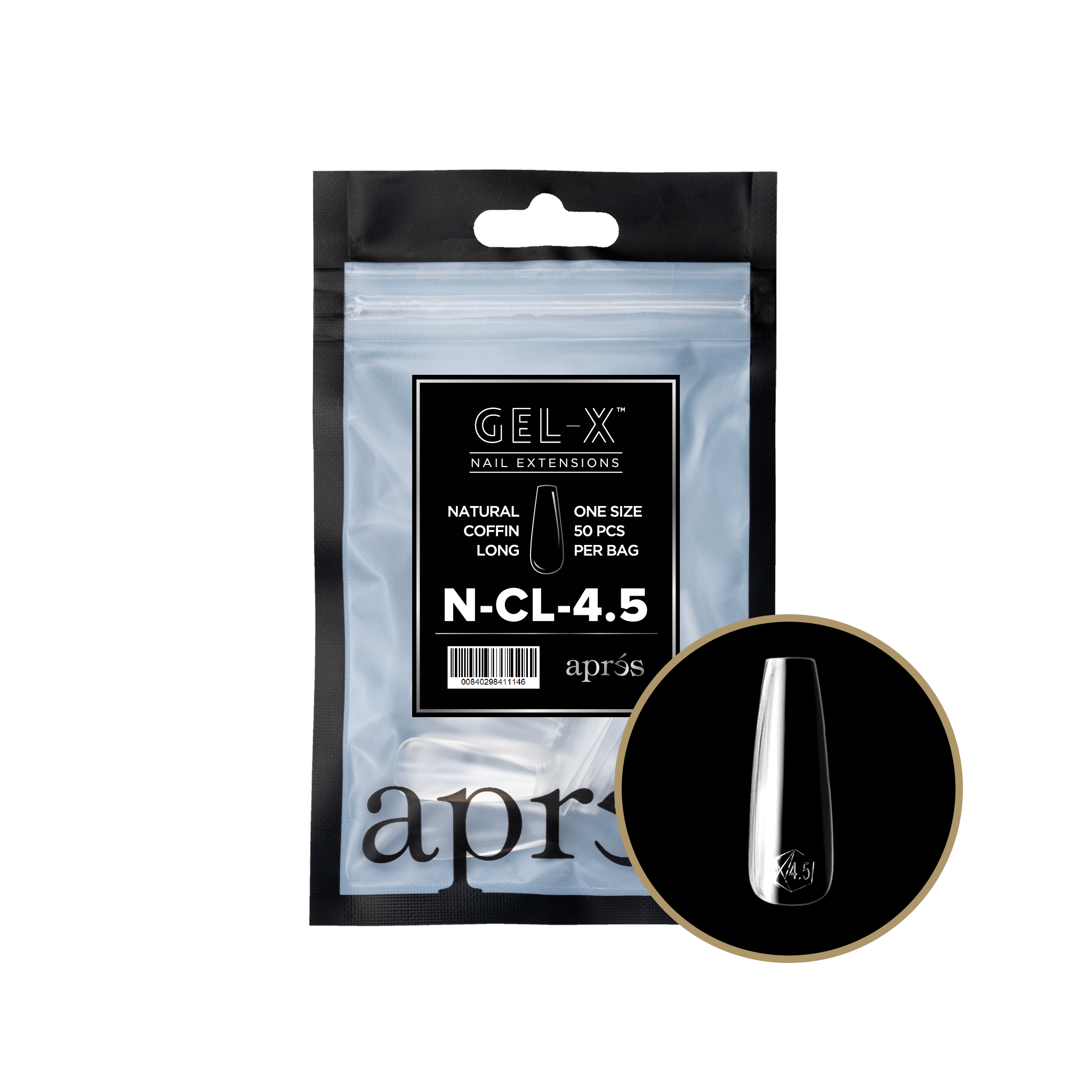 Aprés Gel-X Tips - Natural Coffin Long [Individual] [50pc] [NEW]