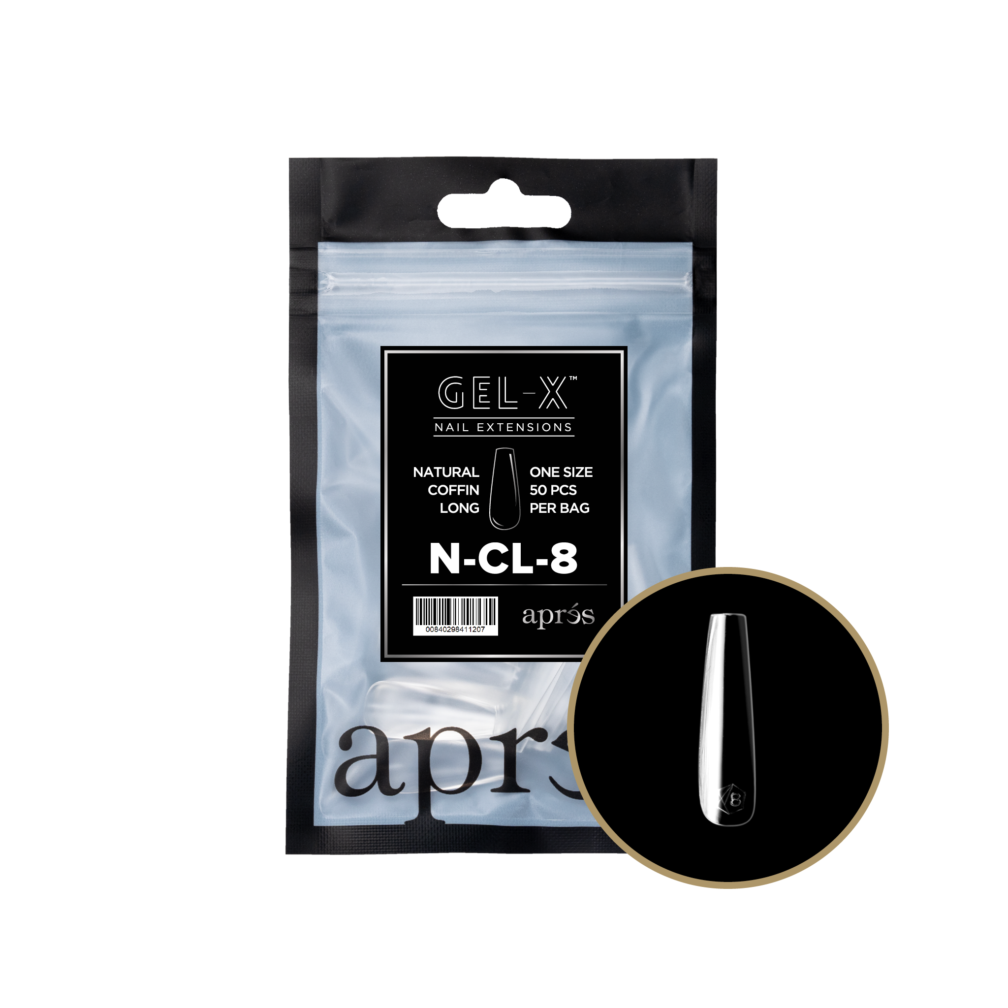 Aprés Gel-X Tips - Natural Coffin Long [Individual] [50pc] [NEW]