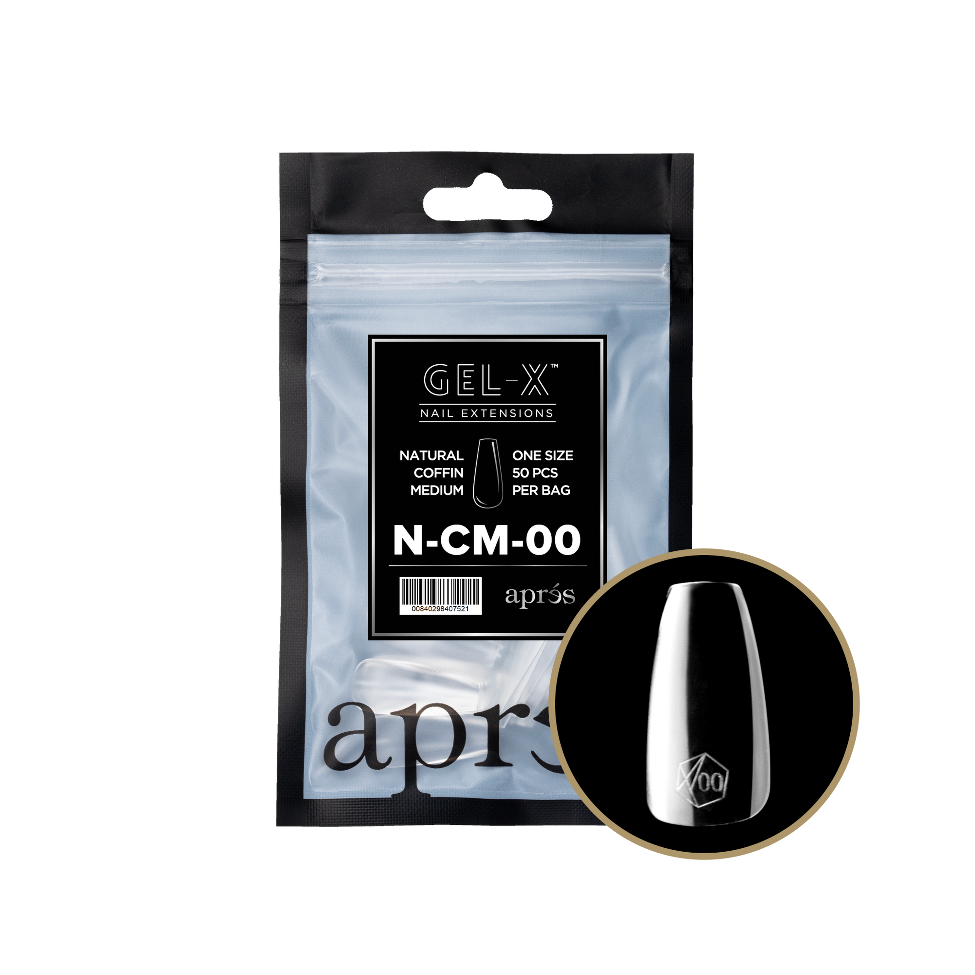 Aprés Gel-X Refill - Natural Coffin Medium