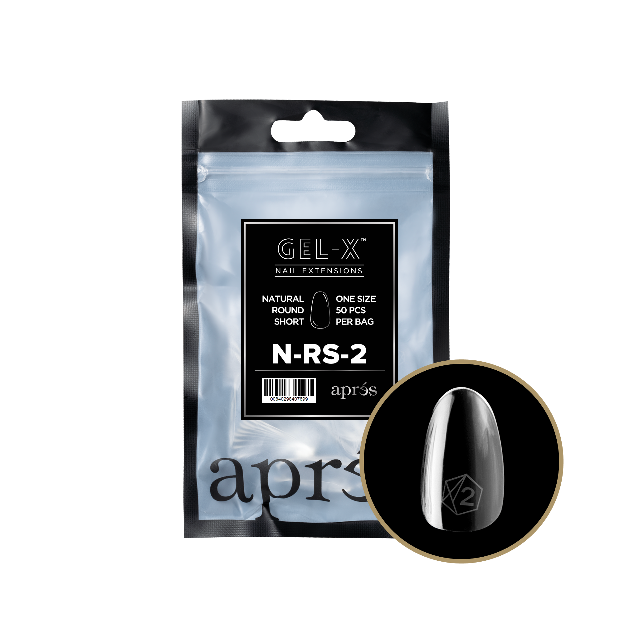 Aprés Gel-X Tips - Natural Round Short [Individual] [50pc] [NEW]