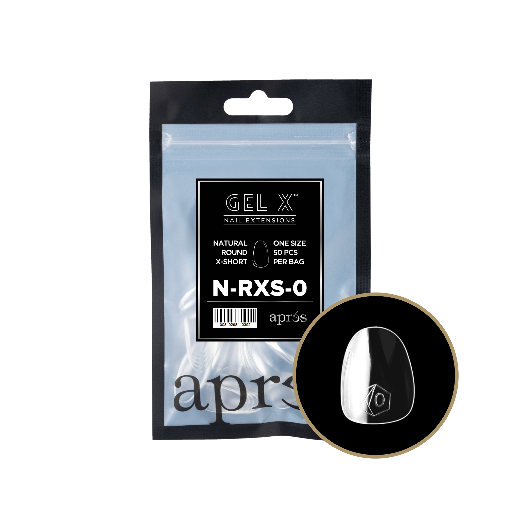 Aprés Gel-X Tips - Natural Round Extra Short [Individual] [50pc] [NEW]