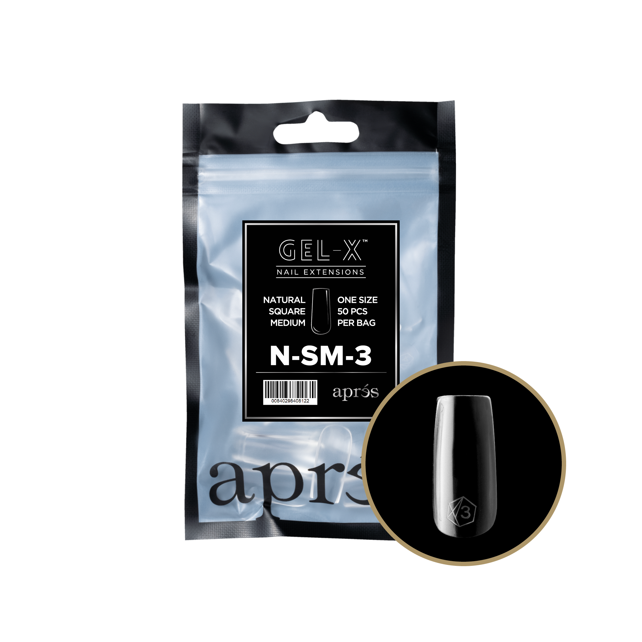 Aprés Gel-X Tips - Natural Square Medium [Individual] [50pc] [NEW]