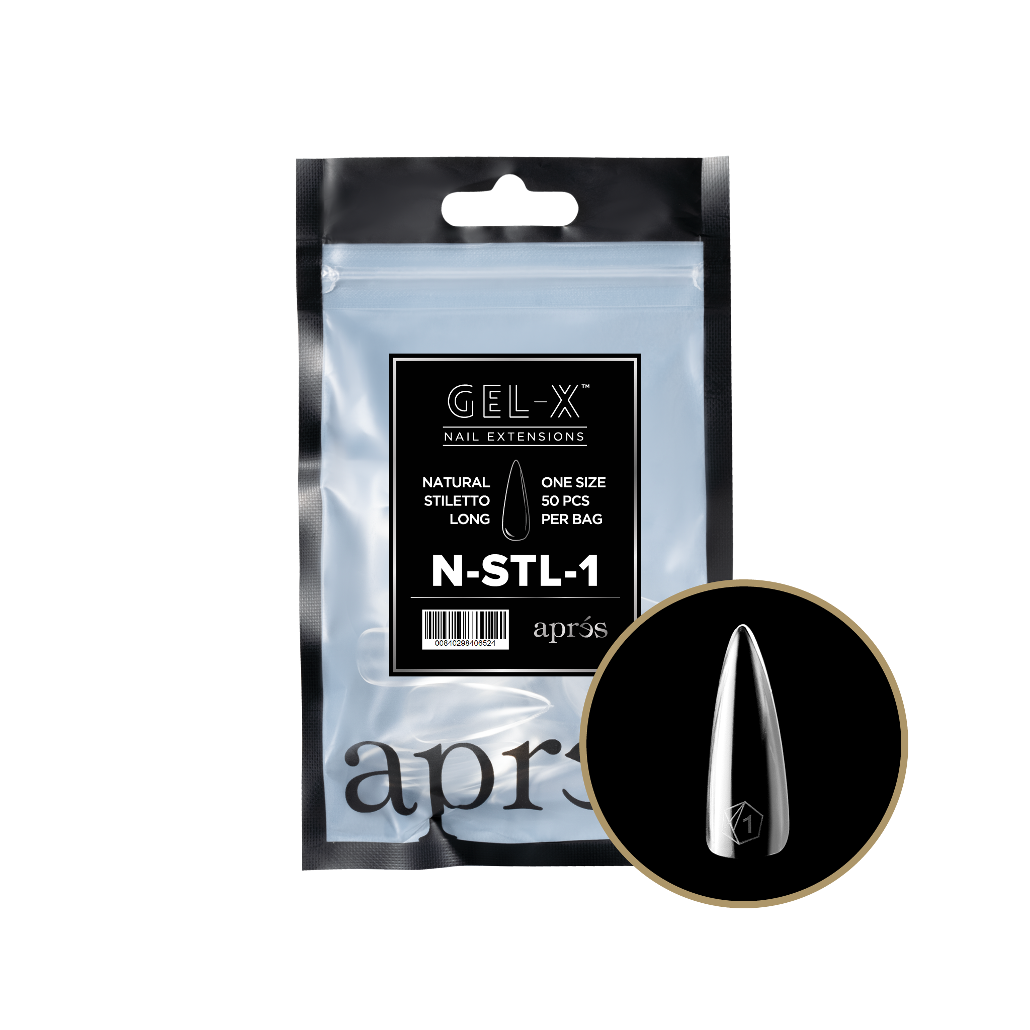 Aprés Gel-X Tips - Natural Stiletto Long [Individual] [50pc] [NEW]