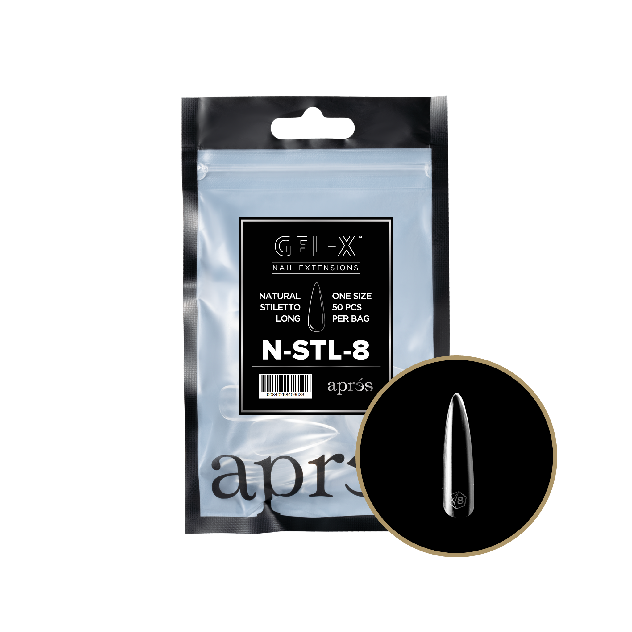 Aprés Gel-X Tips - Natural Stiletto Long [Individual] [50pc] [NEW]