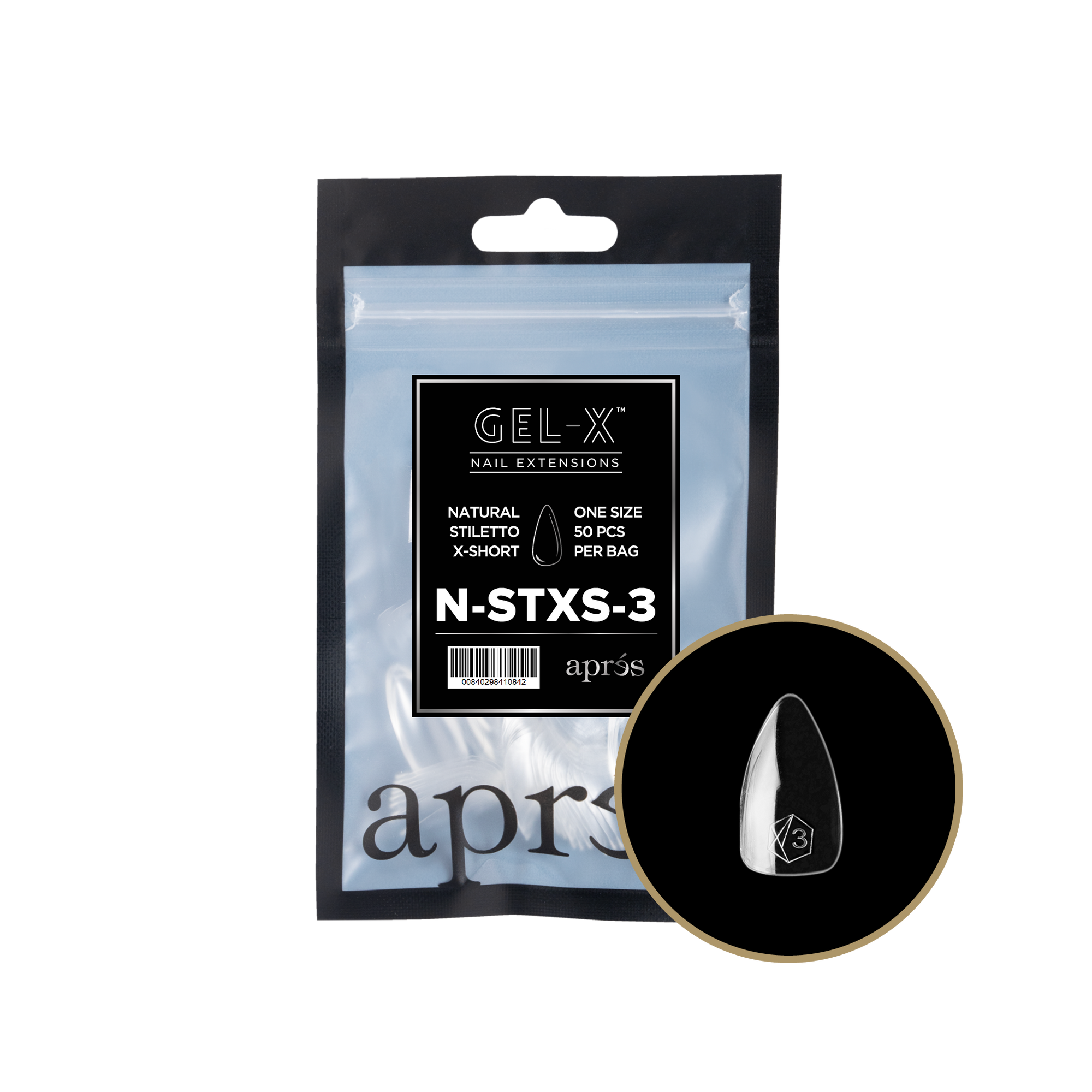 Aprés Gel-X Refill - Natural Stiletto Extra Short